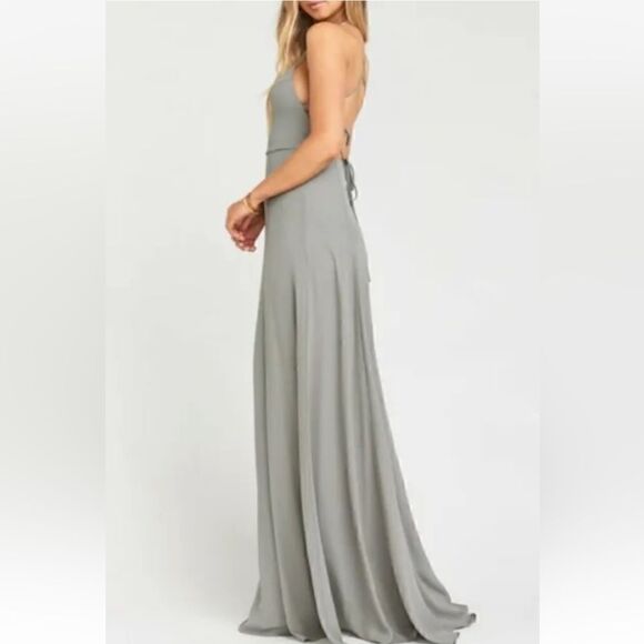 NWT Show Me Your Mumu Godshaw Goddess Gown Soft Charcoal Crisp - Picture 7 of 9
